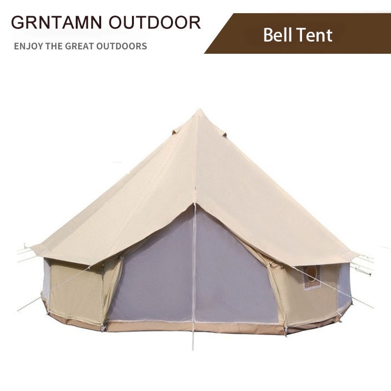 GR 4-Season Cotton Canvas Bell Tents Waterproof Tipi Luxuty Safari Family Party Tent with Stove Jacket on the Wall Festival Tent 1