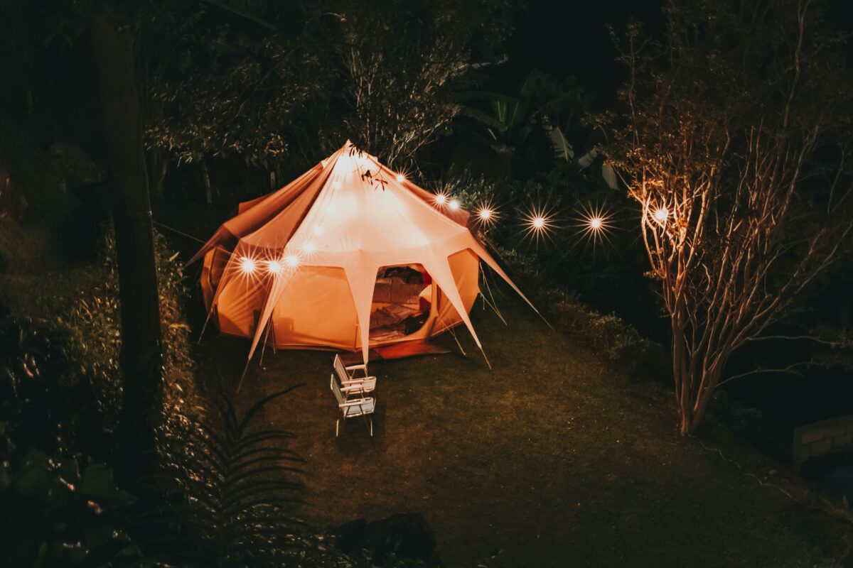 Canvas Bell Tent - Lotus Flower Shaped Glamping Tent - Natural - Image 9