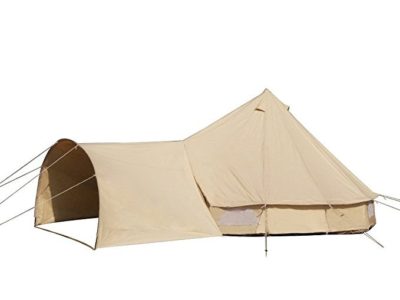 6M Cotton Canvas Bell Tent with Arched Canvas Awning 8